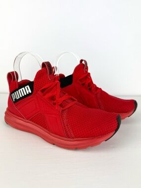 Puma Enzo Weave Running Shoes Red Kids 5C